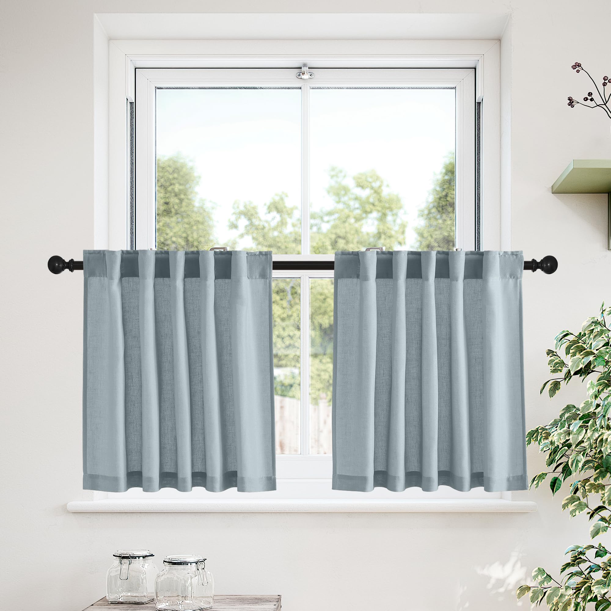 Amazon.com: NICETOWN Linen Cafe Curtains for Small Windows Tier